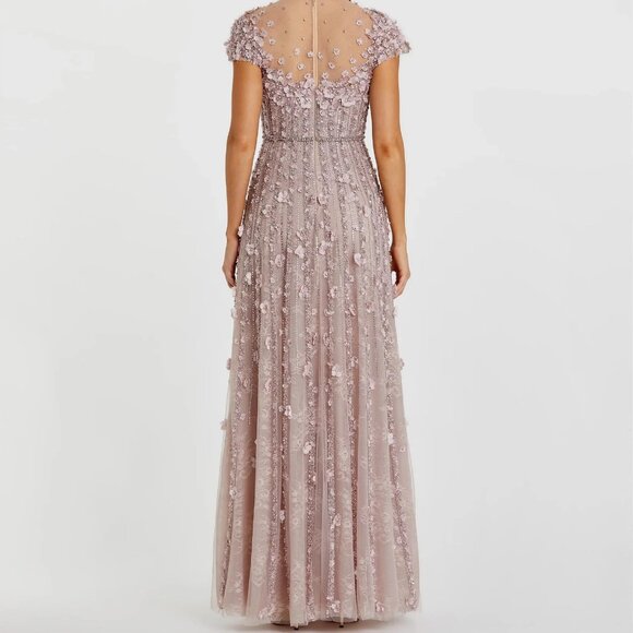 Mac Duggal Pink Embellished Lace Illusion Neck A-Line Gown, Size 14, Style #1186 - Picture 2 of 8